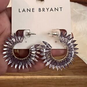 Lane Bryant Light Purple Rhinestone Crystal Hoop Earrings NWT